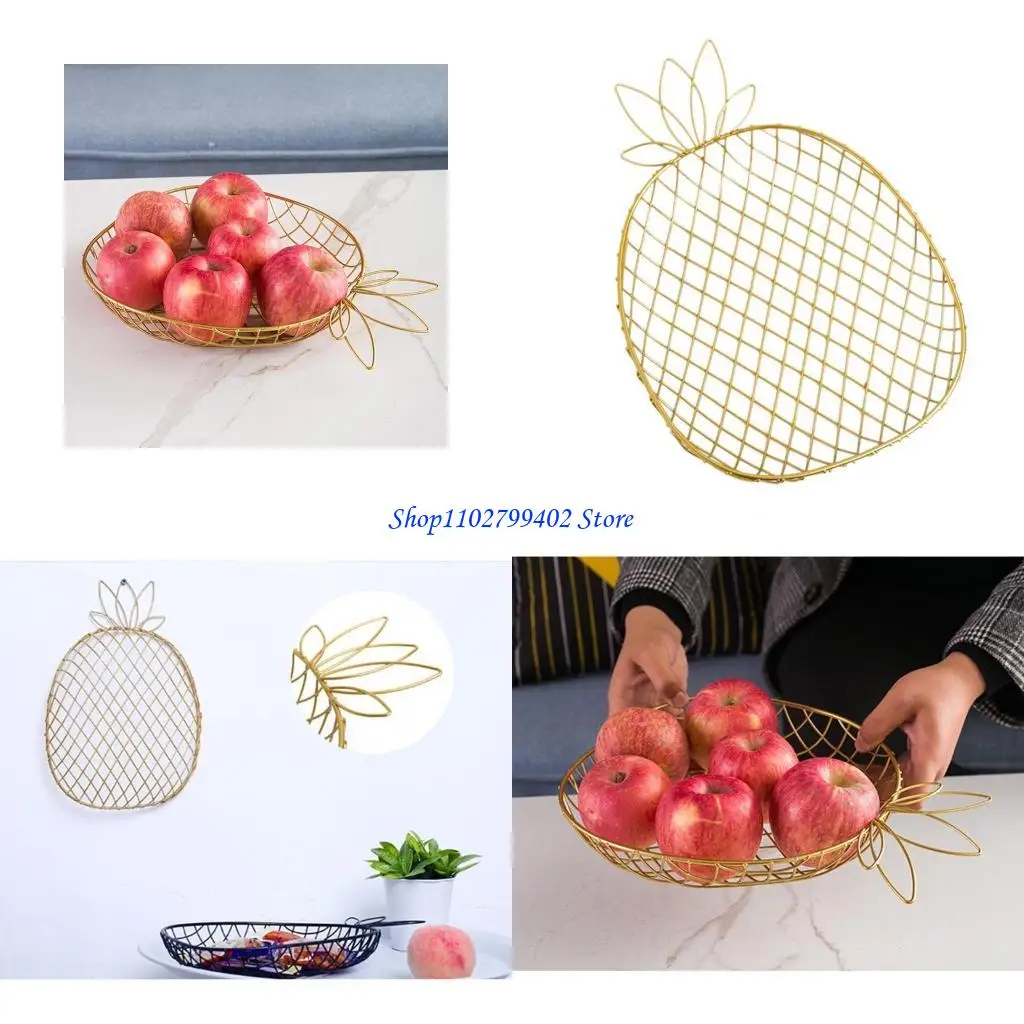 547F Pineapple Shaped Fruit Dish Household Metal Fruit Plate Office Candy Plates Melon Nut Plates for Living Rooms