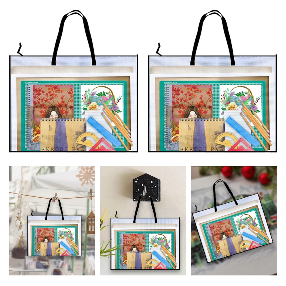 

Art Portfolio Bag Waterproof Artwork Collection Bag 90x58.5cm Portfolio Folder Large Capacity for Artworks Drawing Pads Supplies