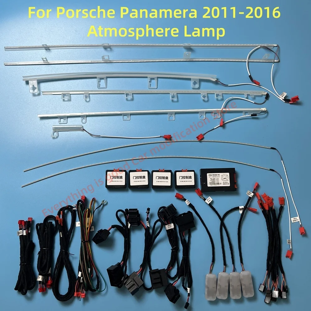 

Подходит для Porsche Panamera Car 64-цветное окружающее освещение Дверная направляющая полоса Модификация внутренней атмосферы Поддержка управления через приложение