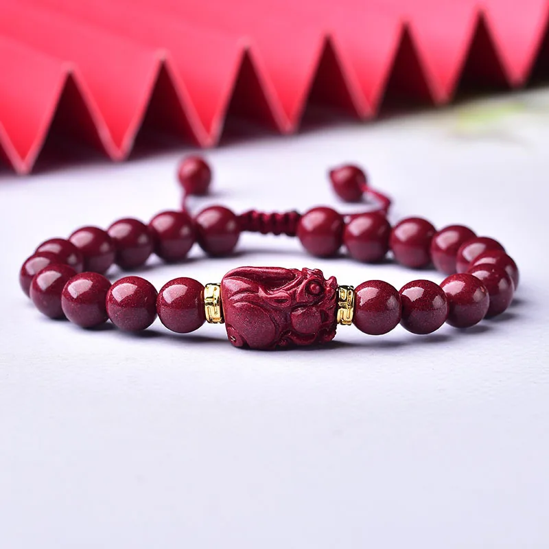 Natural Purple Gold Sand Pi Xiu High Content Cinnabar Ruyi Peace Buckle Couple Bracelet Factory Wholesale