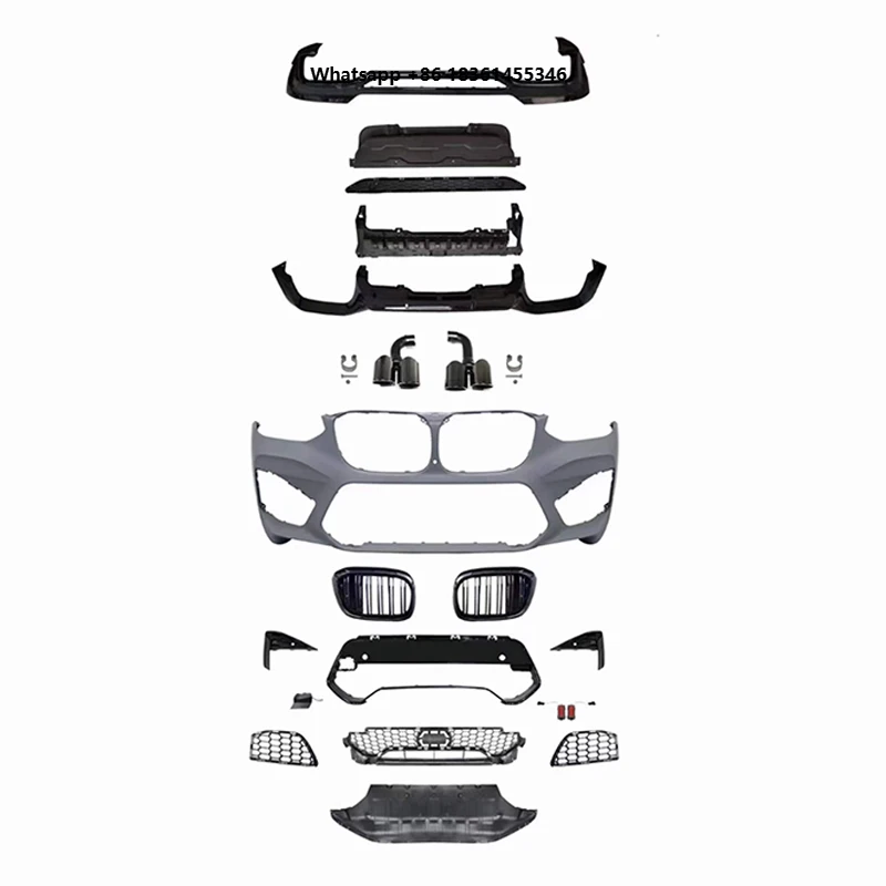 

FOR X4 G02 2017-2021 Change to X4M Style Car Front Bumper with Grille Rear Diffuser Exhaust Pipes