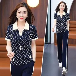 Fashionable Printed Summer Casual Two-piece Suit for Women Shirt and Pant Sets Women's Tracksuit Sportswear Lady Sports Set