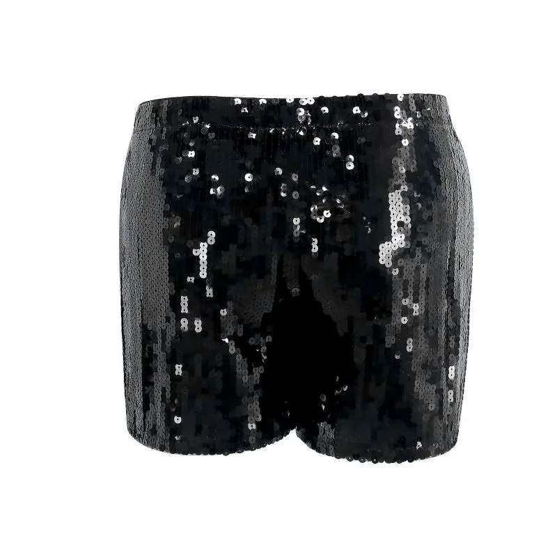 

Women’s Dance Sequin Shorts Elastic Waist Glitter Stage Performance Trouse Female Sparkling Ballet Low Waist Skinny Shorts