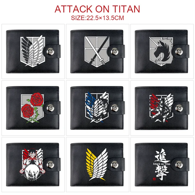 

Attack on Titan Anime Snap Short Wallet Male or Female Folding Coin Purse with Card Holder