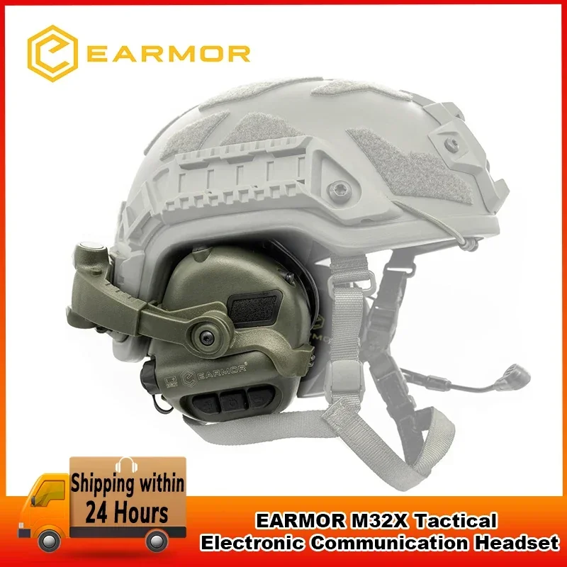 M32X Tactical Communication Headset with ARC Rail Helmet Mount Adapters-Noise-Canceling for Shooting and Outdoor Activities