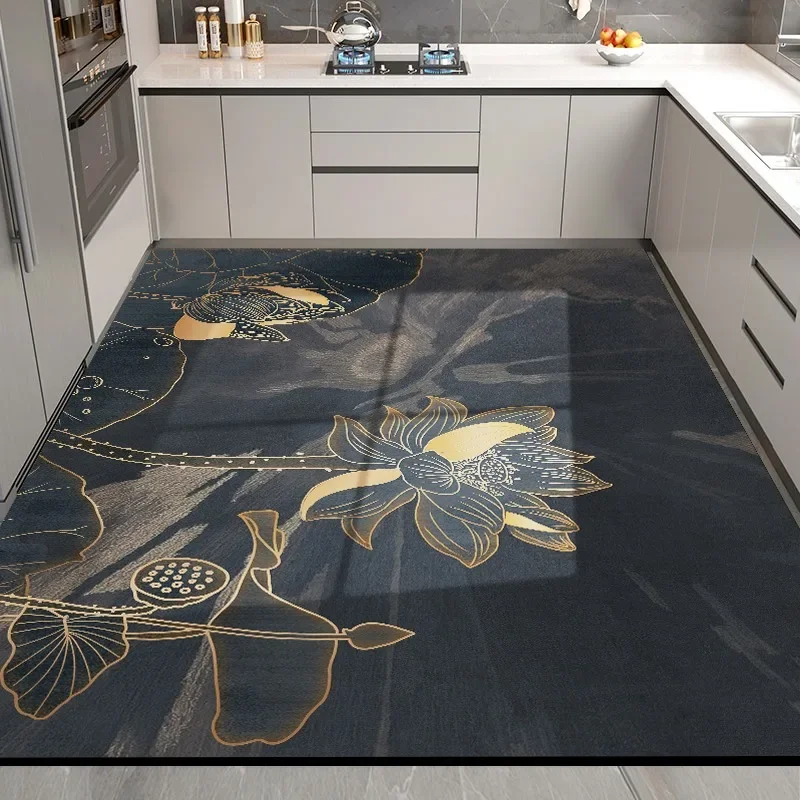 Modern Kitchen Floor Mat Waterproof Oil-proof Wipeable Washable PVC Soft Rug Non-slip Antifouling Balcony Carpet Ковер Tapis 러그