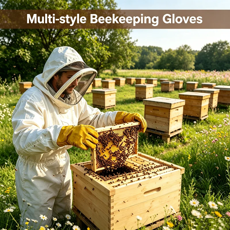 Beekeeping Gloves Sheepskin Beekeeper Gloves Protective Sleeves Ventilated Bee Gloves for Beekeeper Prevent Beekeeping Tools