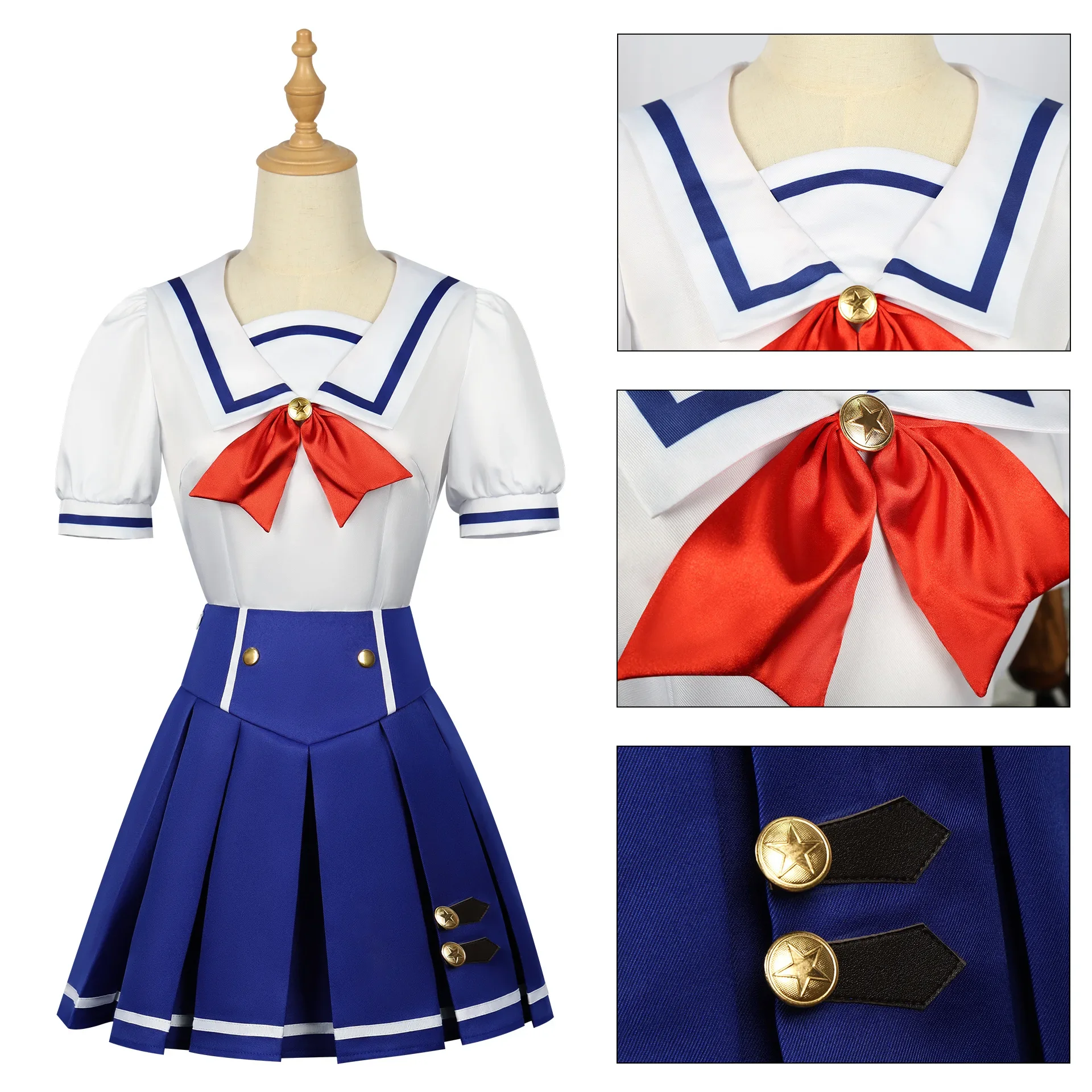 Disfraz de Cosplay de Anime Aikatsu Hoshimiya Ichigo, vestido escolar, uniforme de verano, traje de juego de rol para fiesta de Halloween para niñas adultas