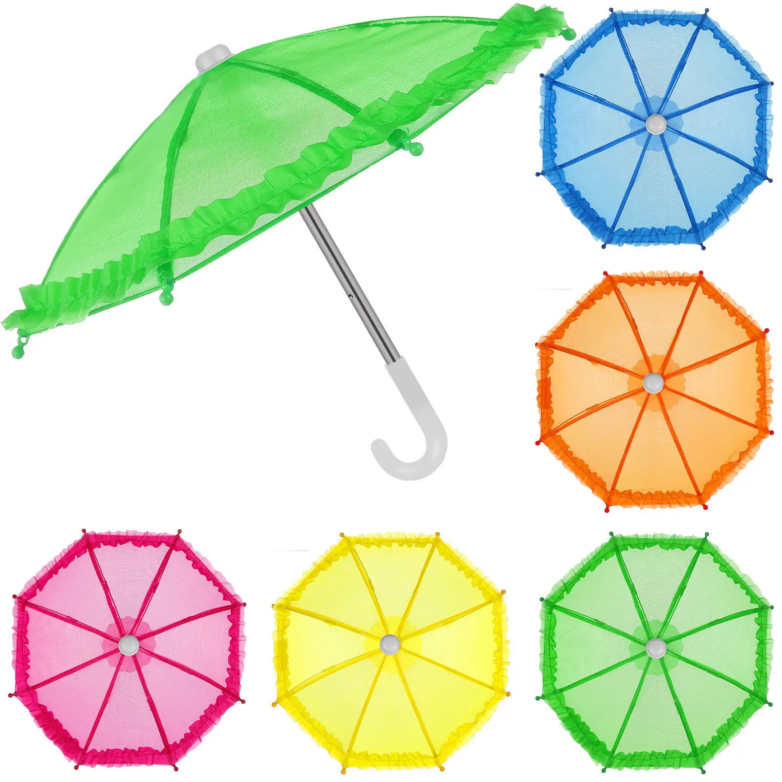 

5Pcs Mini Umbrella Children Playhouse Accessories Compact Cute Mini Rain Umbrella Decorative Tiny House Supplies Micro Landscape