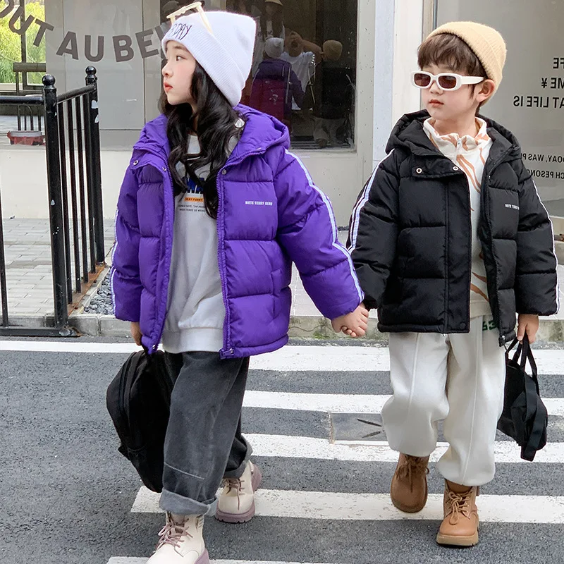 

Корейская версия детских курток 2024 Зимние Повседневные хлопковые стеганые куртки для мальчиков и девочек детские пуховики