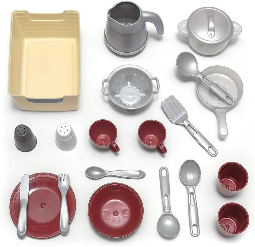 Juego de cocina de tendencia atemporal para niños, cocina para interiores y exteriores, juego interactivo con luces y sonidos, hecho de plástico duradero