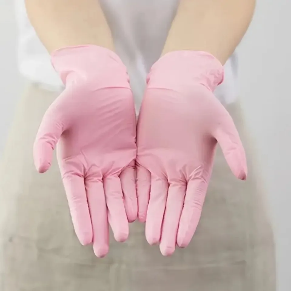 50/100PCS Light Pink Nitrile Gloves Disposable Powder Free Soft Flexible Handwear Beauty Hair Salon Cleaning Daily Use Supplies view 4