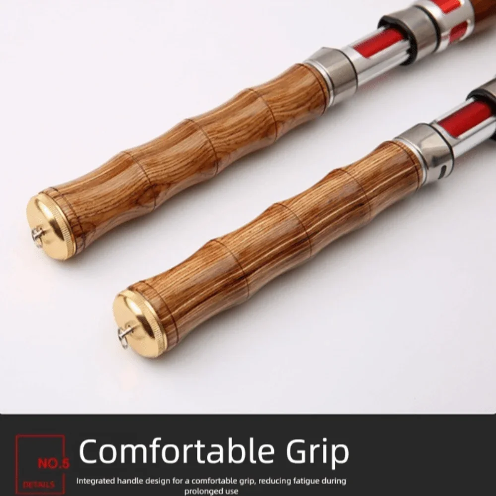 4 أقسام الغزل الصيد رود الغزل UL قوة الصب الصيد رود المحمولة ألياف الكربون قصبة صيد خشبية #2