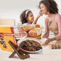 Wooden Cookbook Stand and Menu Display Holder – Adjustable Desktop Book Rest for Kitchen Restaurant Home Office & Reading Table