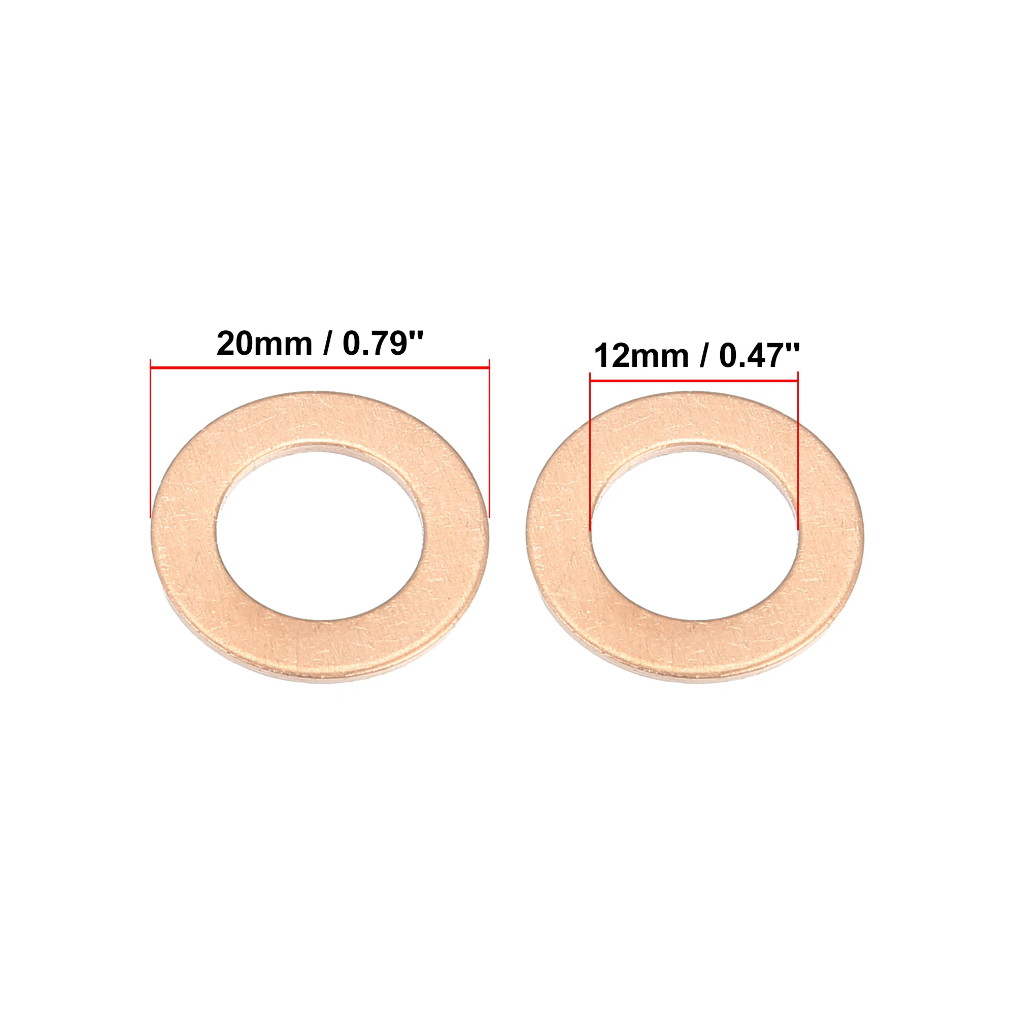 Uxcell-Motor Oil Crush Anilhas, dreno Plug Juntas, Peças de Reposição do Carro, 12x20x1mm, 20x26x1.5mm, 22x30x1mm, 10 pcs, PCes 15