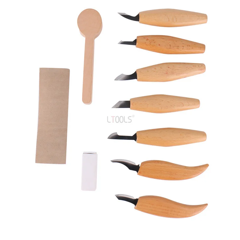 12PC Wood Carving Kit Bevel Connection Arc Knife Sets Wood Carving Tools Current For Beginners Whittling Carpentry Hands Tools