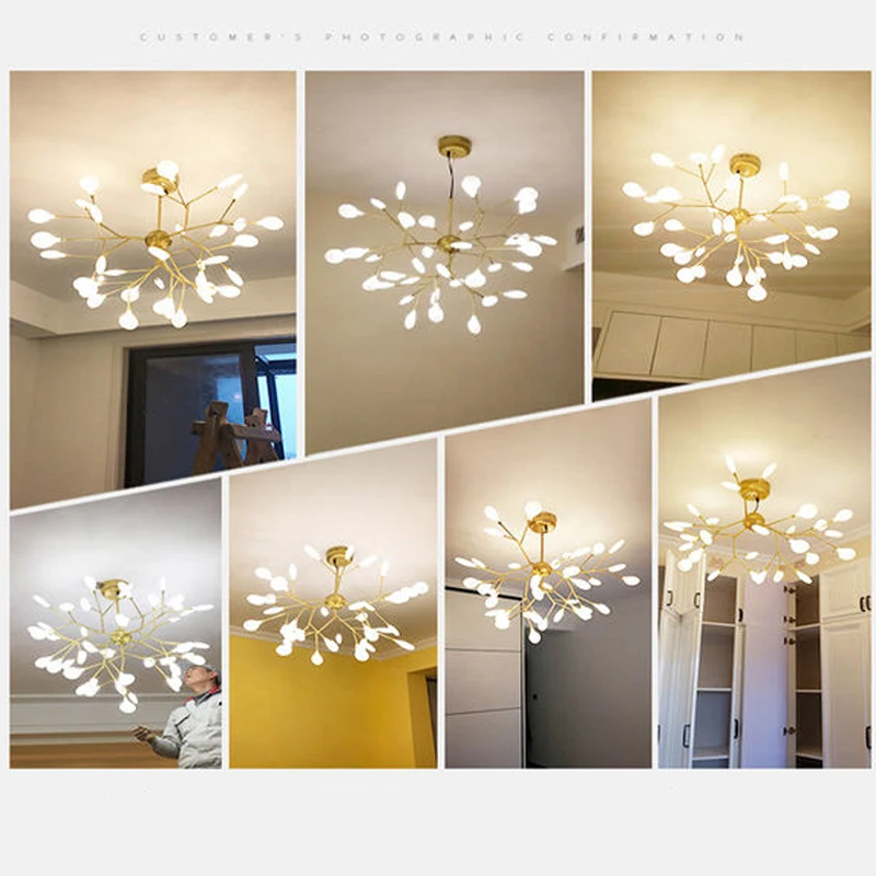 Imagem -04 - Nordic Firefly Ceiling Chandelier Lâmpada Pingente Moderna Luzes Led g4 Casa Quarto do Bebê Quarto Sala de Estar Decoração Salão Estrelado