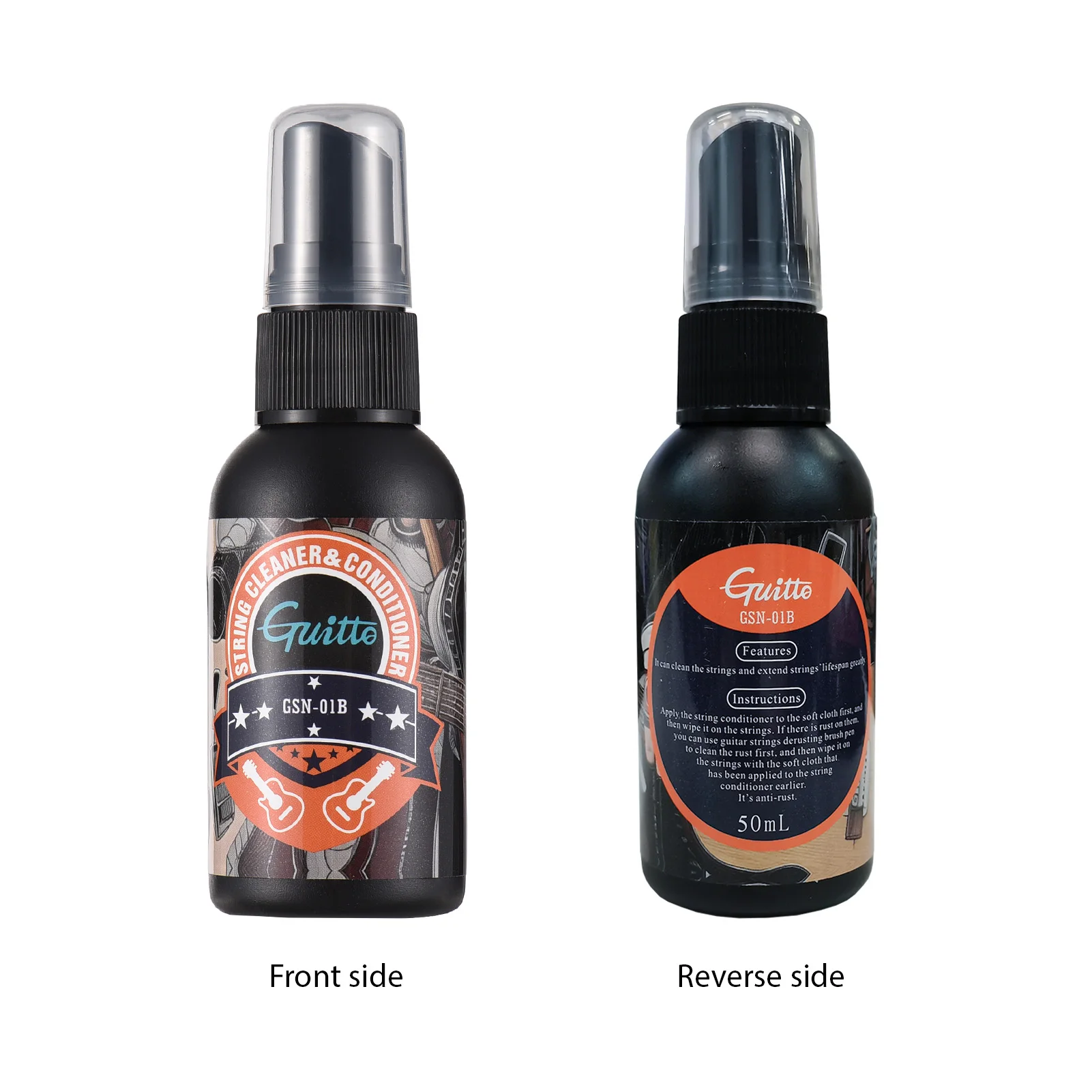 GUITTO Kit de cuidado de limpieza de guitarra, aceite de cuidado antioxidante de cuerda de 50ml con paño de limpieza para herramienta de mantenimiento de limpieza de guitarra acústica