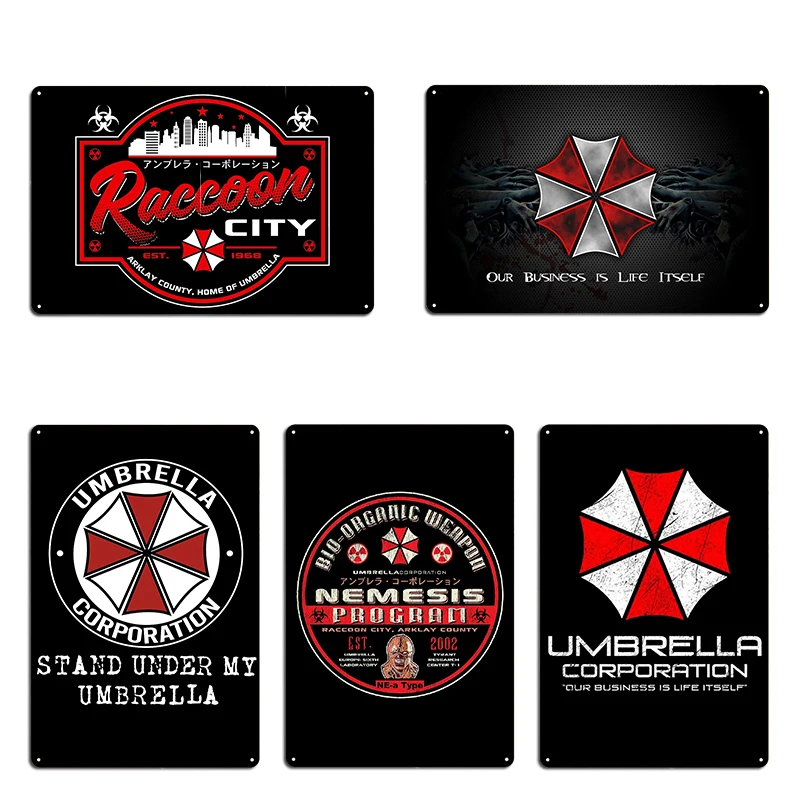 My Umbrella Corporation Raccoon City Metal Plaque Poster Cinema Kitchen Mural Create Design Tin Sign Poster