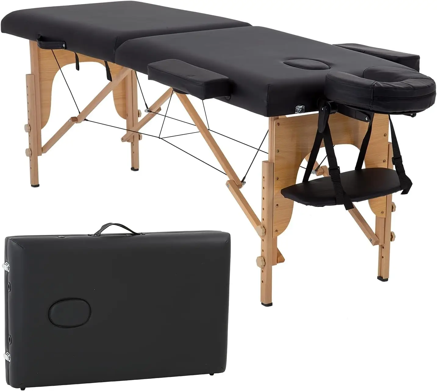 Massage Bed Portable Massage Table 2 Fold Lash Heigh Adjustable SPA 24 in Wide Salon Face Cradle with Non-Woven Bag