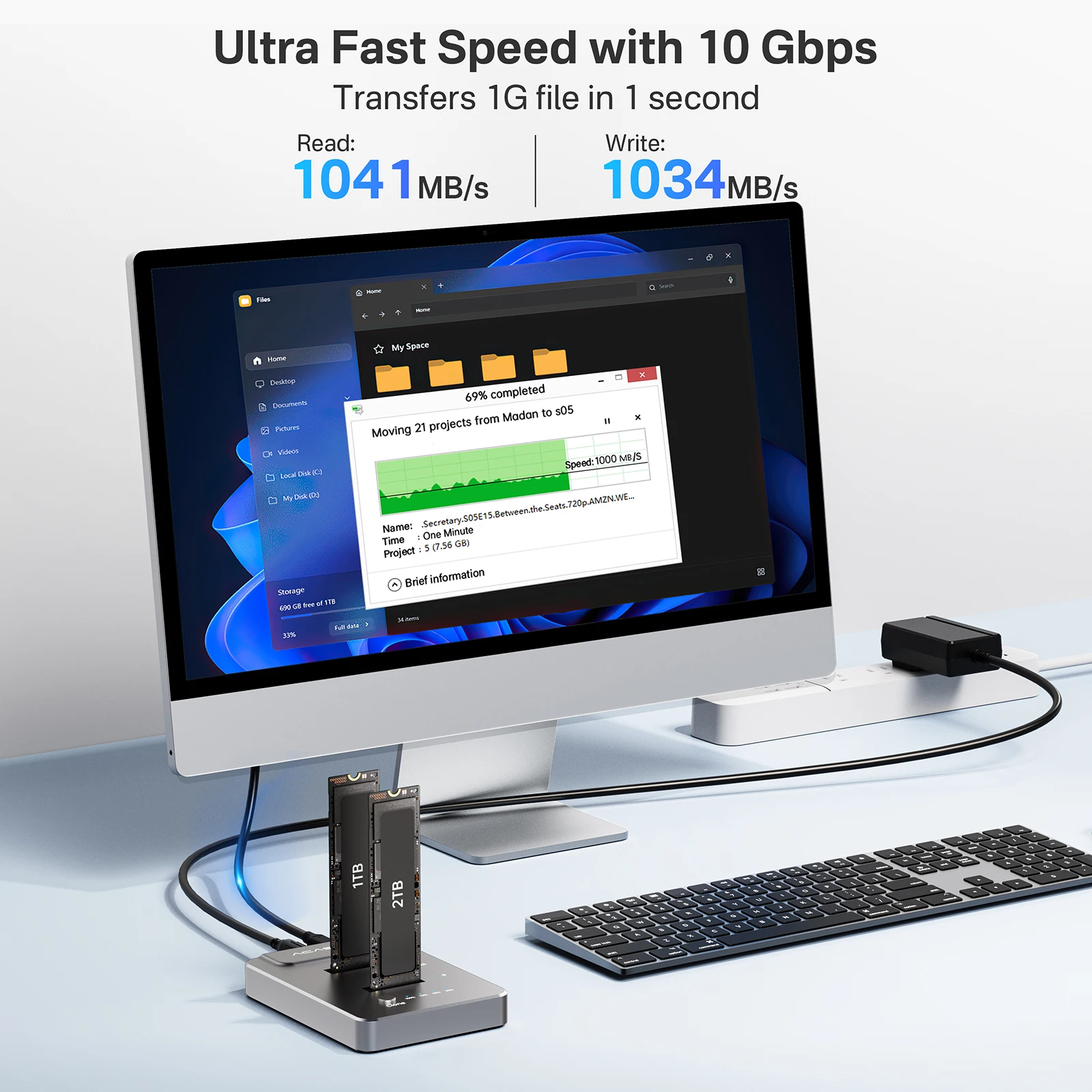 ACASIS 10Gbps NVMe M.2 デュプリケーター デュアルベイ オフライン クローン USB C - NVME ドッキング ステーション M2 SSD M キー ハードドライブ エンクロージャ用