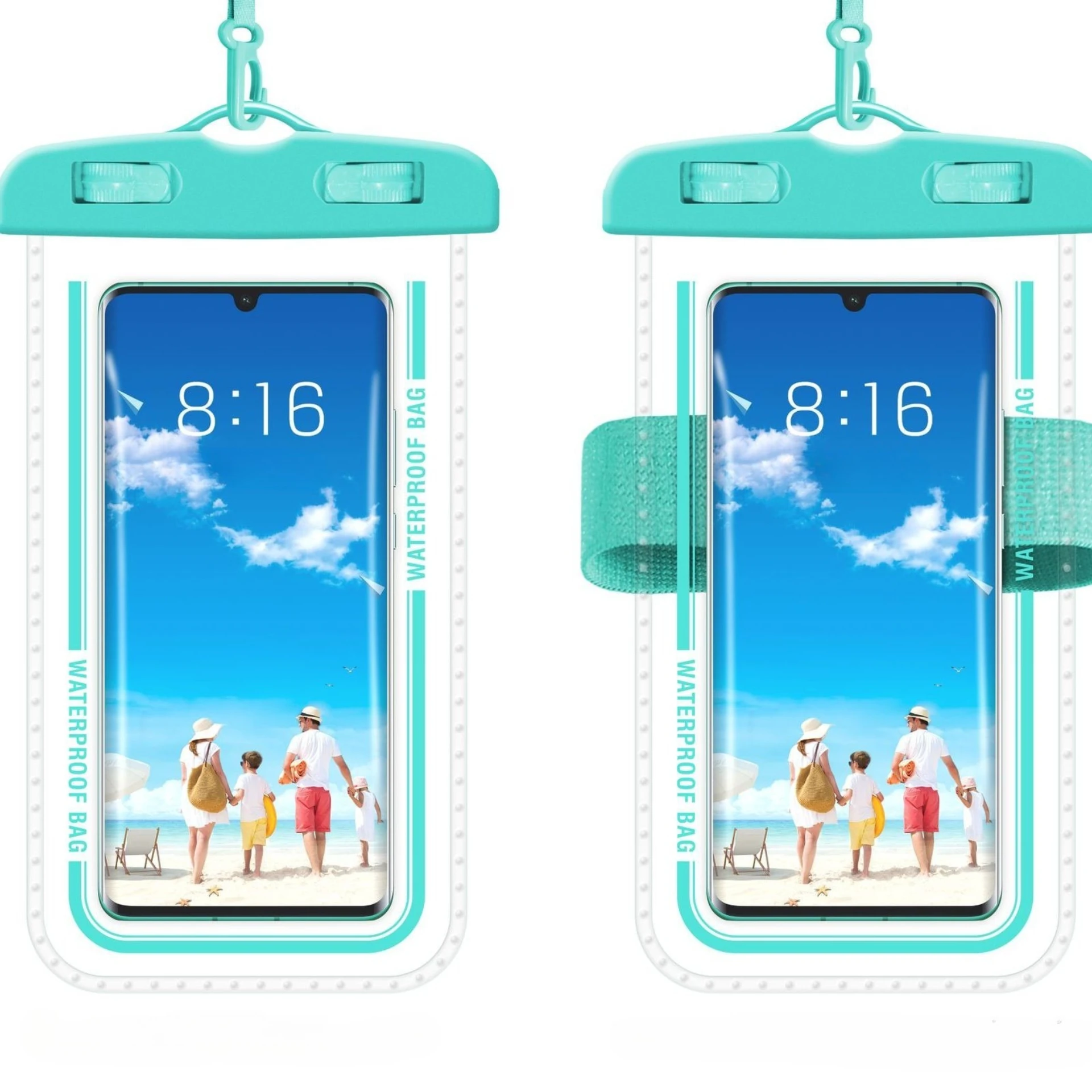 IPX8 30m مقاوم للماء حقيبة الهاتف الحقيبة الحال بالنسبة لابل آيفون Xiaomi سامسونج السباحة الغوص واضح شارة ملموس الحبل