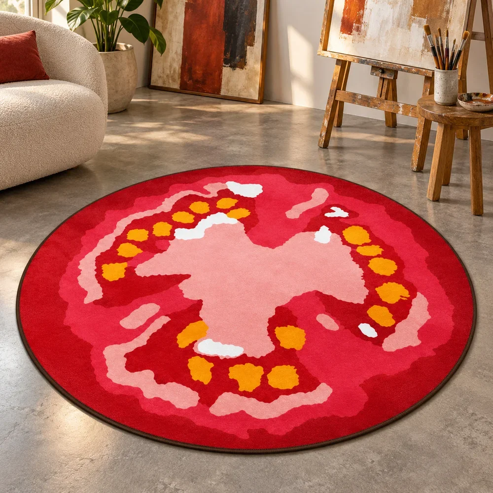 Funny Open Mouth Face Irregular Shaped Area Rug, Soft Non Slip Floor Mat for Bedroom Living Room Entryway Nursery Reading Corn