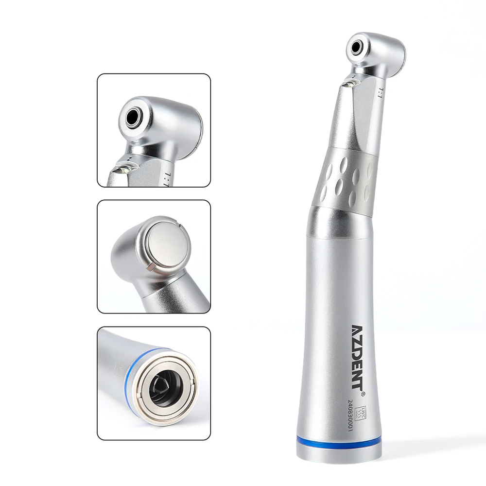 Dental LED Handpiece AZDENT 1:1 Contra Angle Shadowless Ring Light High Speed Handpiece Inner Channel Single Spray Handpiece