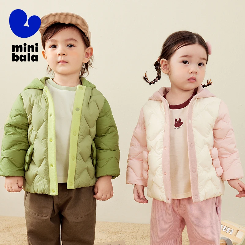 Mini Bala Down Jacket for Boys and Girls Winter New Product Patchwork Cute Baby Warm Fashionable Down Jacket Outerwear