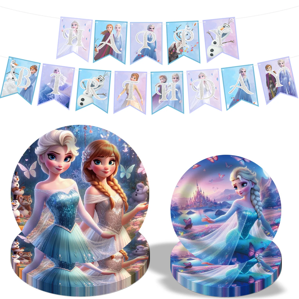 Disney Elsa Anna Frozen Party Supplies Paper Cups Paper Plate Tablecloths Kids Girls Snow Queen Birthday Party Decoration Set