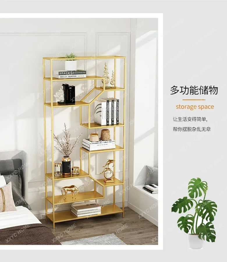 

Light luxury wrought iron living room shelf office partition creative multi-layer bookcase modern, bookshelf floor a50