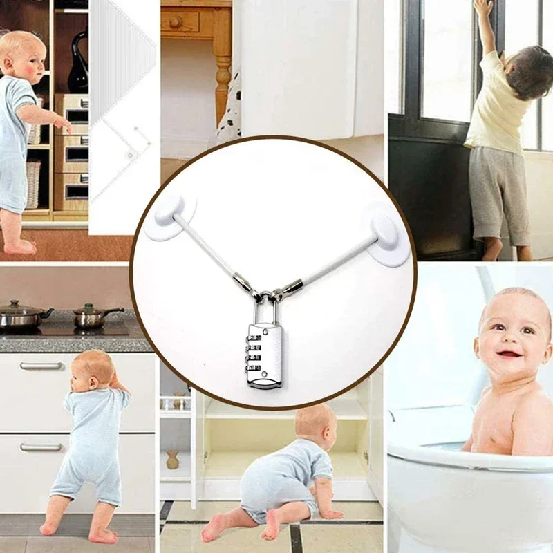 1 pc Adhesive Baby Safety Freezer Lock With Padlock  Security Fridge Refrigerators Door Child Proof Window Lock Drawer