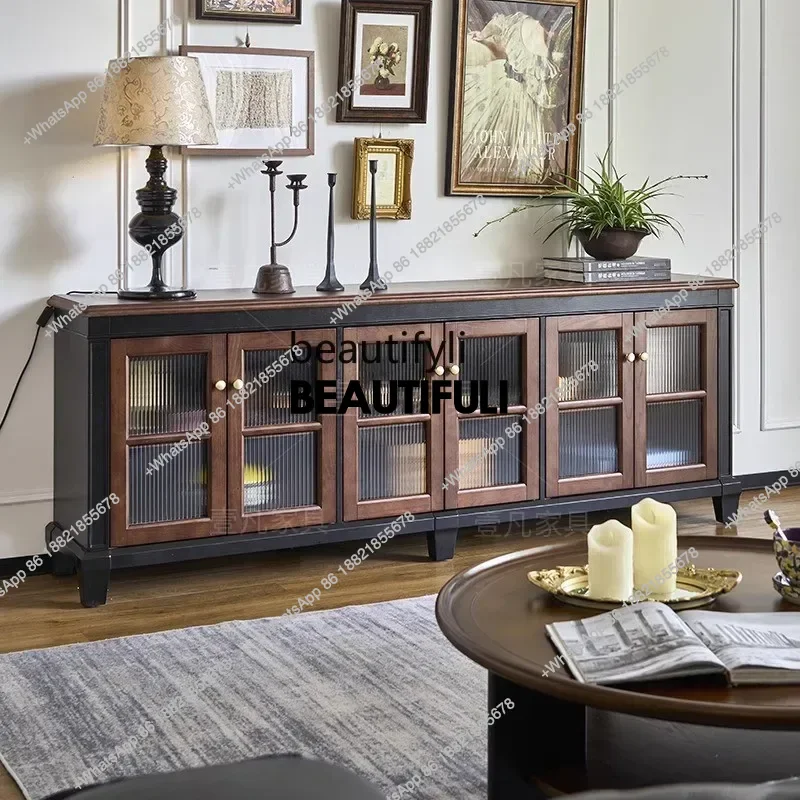 ss8350 French retro solid wood TV cabinet storage locker integrated American living room TV cabinet