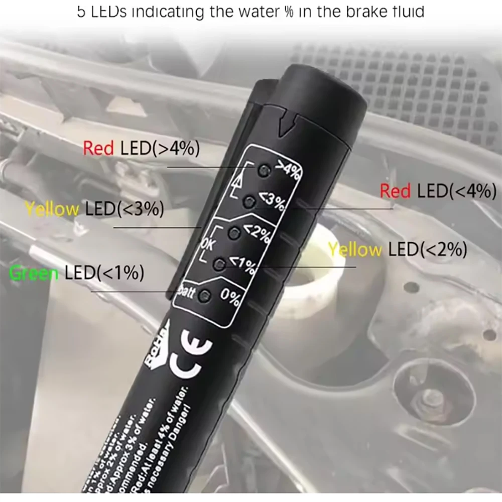 Auto Meters Car Vehicle oil Electronic Brake Fluid Liquid Tester Pen Accurate Oil Moisture DOT3 4 5 LED Oil test Indicator Pen view 2
