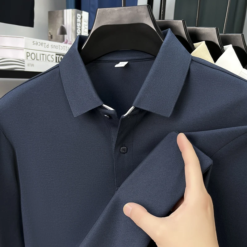Effortless Style Men's Essential Polo Shirts Business Casual Basic Tops Black Khaki White Blue Tops Minimalist Elegance Attire