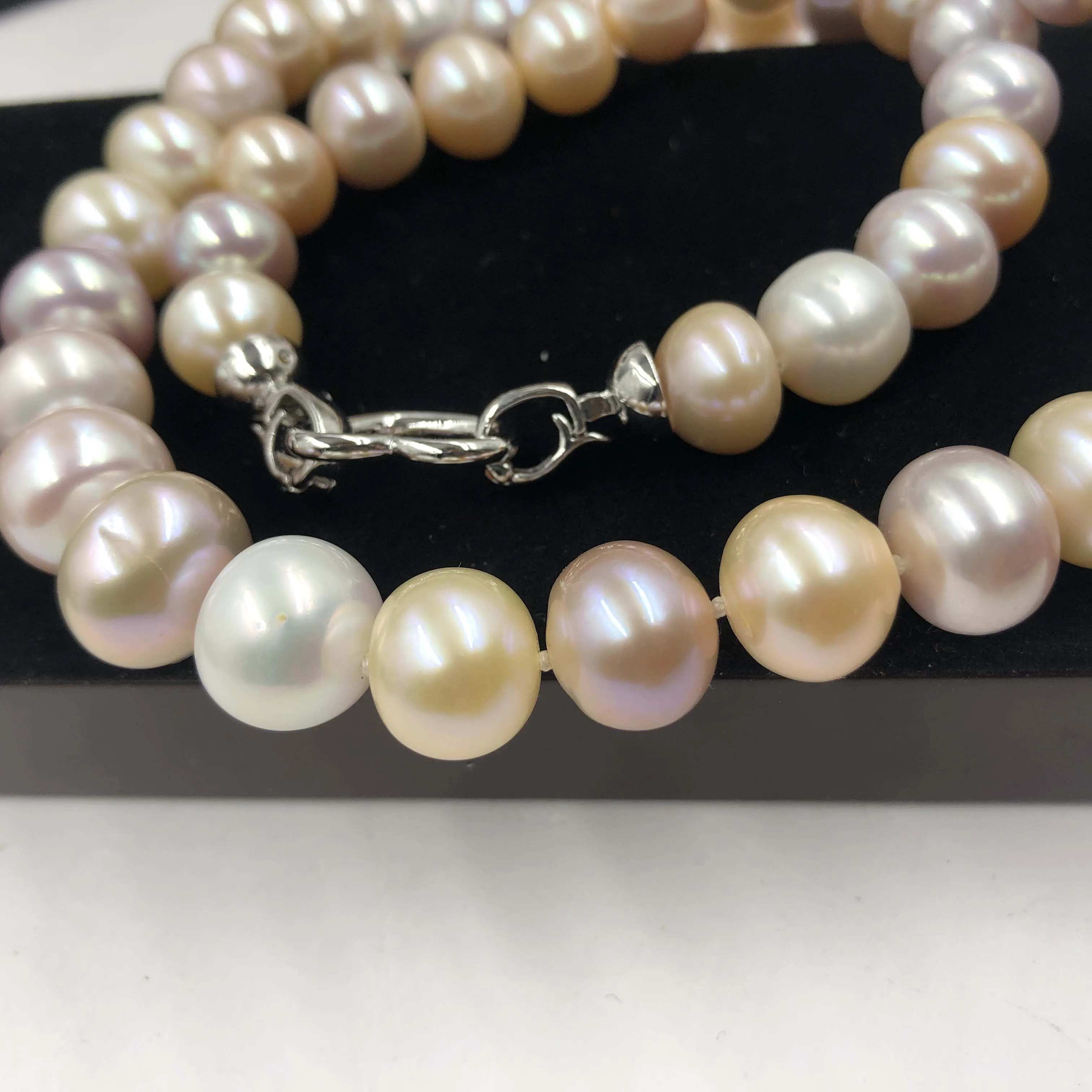 

[ELEISPL] 11-13mm Bread Shape Real Freshwater Pearl Necklace Natural Multicolours #22010198