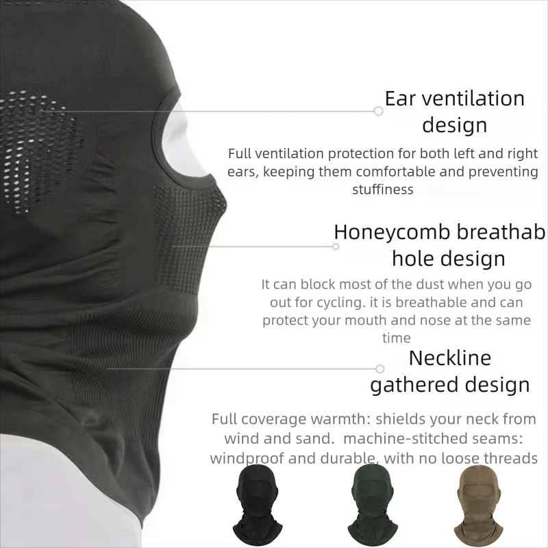 Four-Season Seamless Cycling Helmet Liner Mask Outdoor Riding Motorbike Sun Protection Breathable Elastic Full Face Neck Mask
