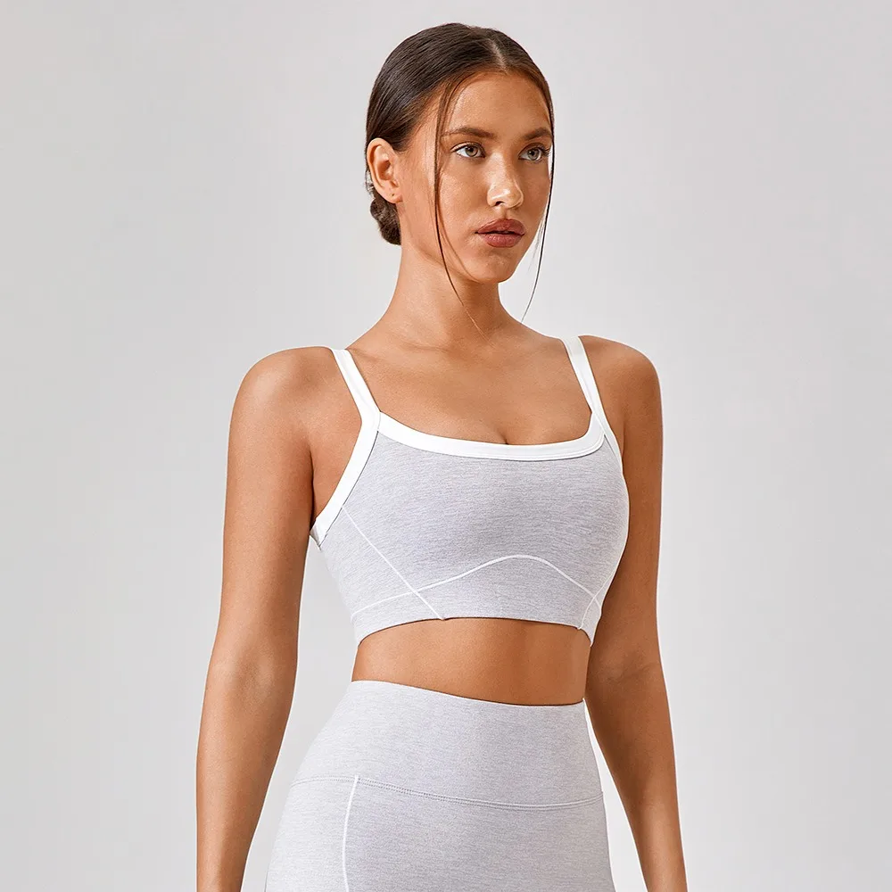 Colour Blocking Sports Top Woman Gym Yoga Padded Bra Women Clothing Female Underwear Women\'s Fitness Top
