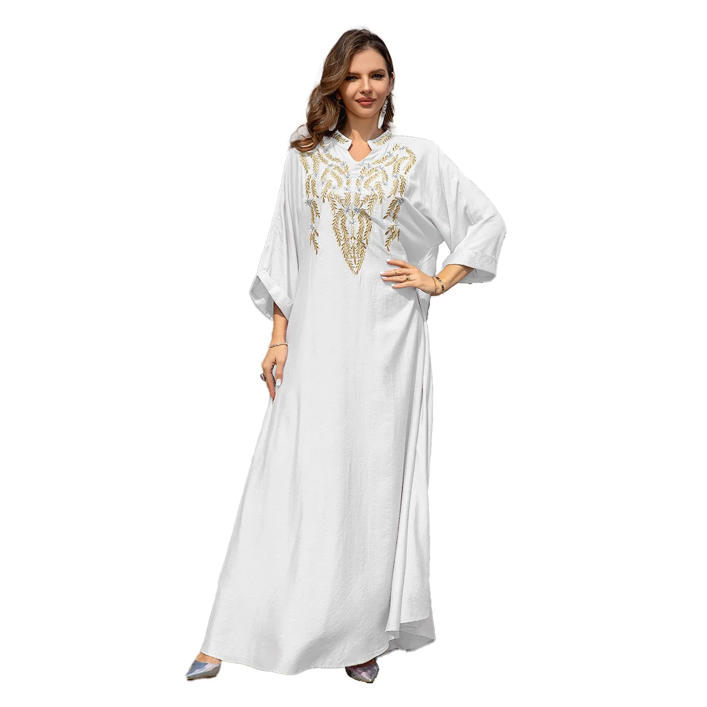 new embroidery Caftan Elegant Muslim Women Dress Ramadan Party Dubai Abaya Turkey Islam Long Evening Dresses Musulmane Vestidos