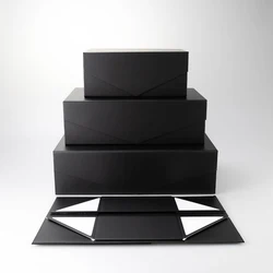 Custom Logo Magnet Clamshell Gift Box For Wedding Birthday Party Folding Flip Cardboard Storage Box Cosmetic Package Box