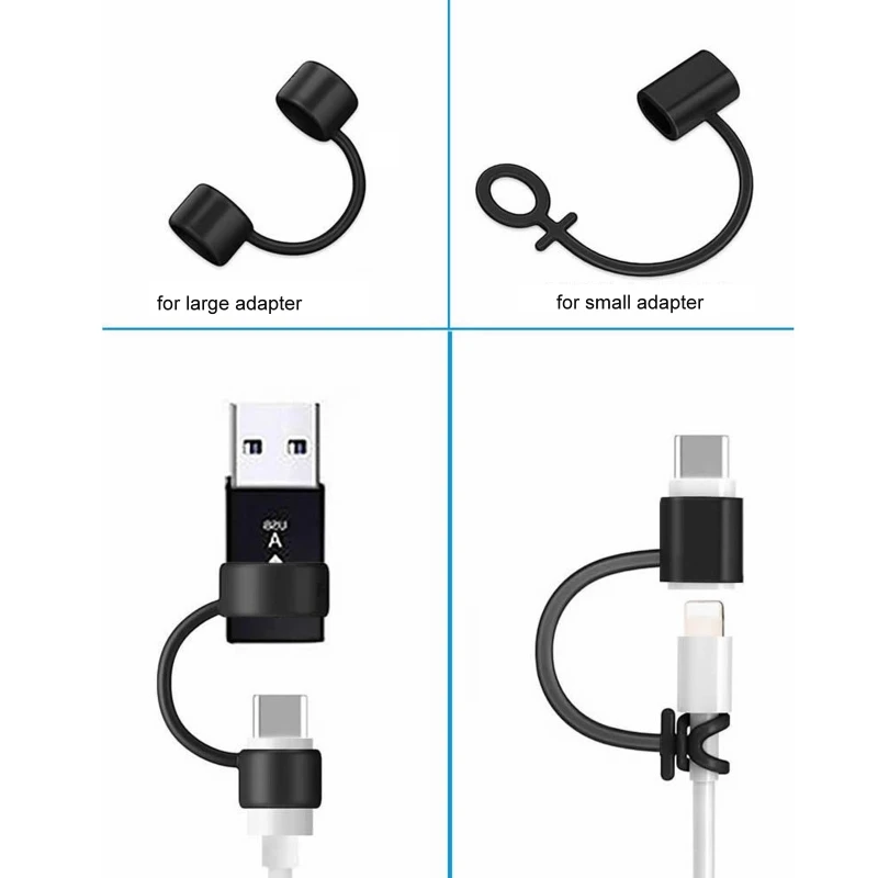 1 Set Silicone Case Anti Lost Protective Cover for Pencil Charging Adapters, USB, Micro USB, Type C and More Converters 24BB