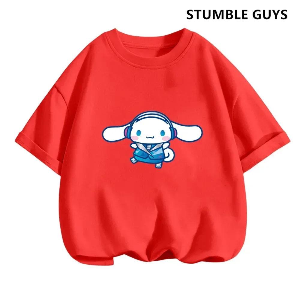 2024 New MINISO Cinnamoroll T-shirt Children\'s Clothing Girls Summer Boys Short-sleeved Sanrio Cartoon T-shirt Baby Trucksuit