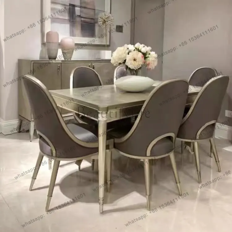 American light luxury art mother-of-pearl shell solid wood household dining table rectangular dining table