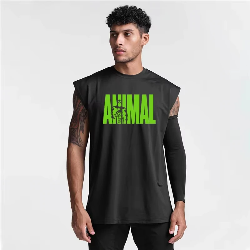 

New 3D Letter Printed Crew Neck Men's Tank Tops Summer Gym Fitness Sleeveless Shirt Men Bodybuilding Sportswear Breathable Vest