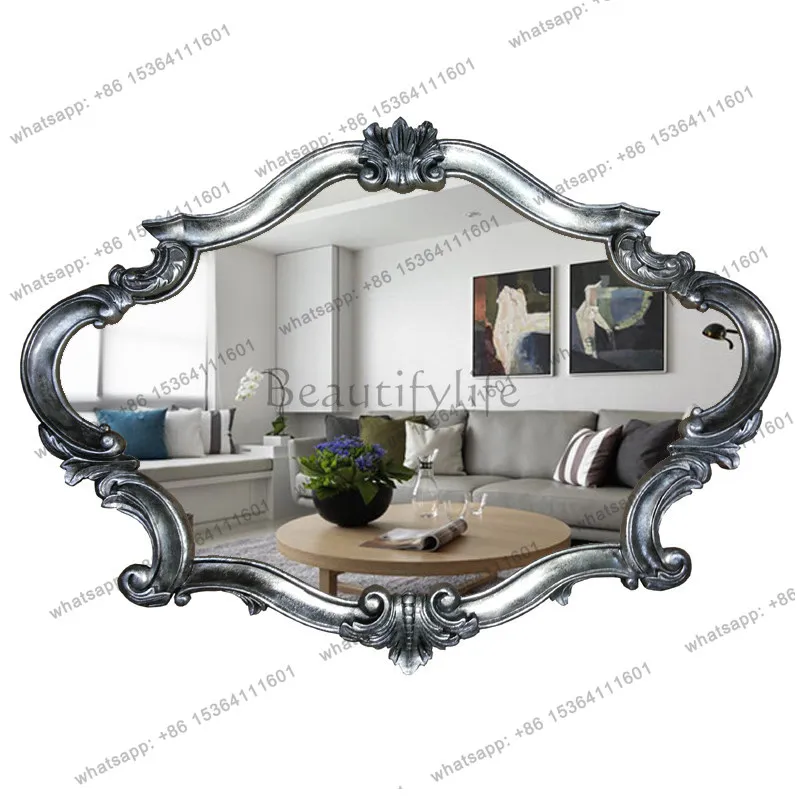 European new retro gold American decorative special-shaped bathroom mirror fitting mirror