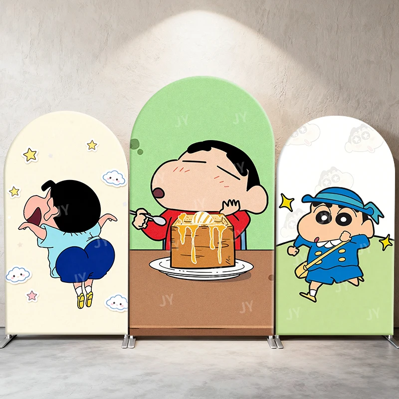 

Crayon Shin Chan Honey Toast Theme Arch Backdrop Cover Delicious Food Background For Kids Birthday Baby Shower Party Decoration