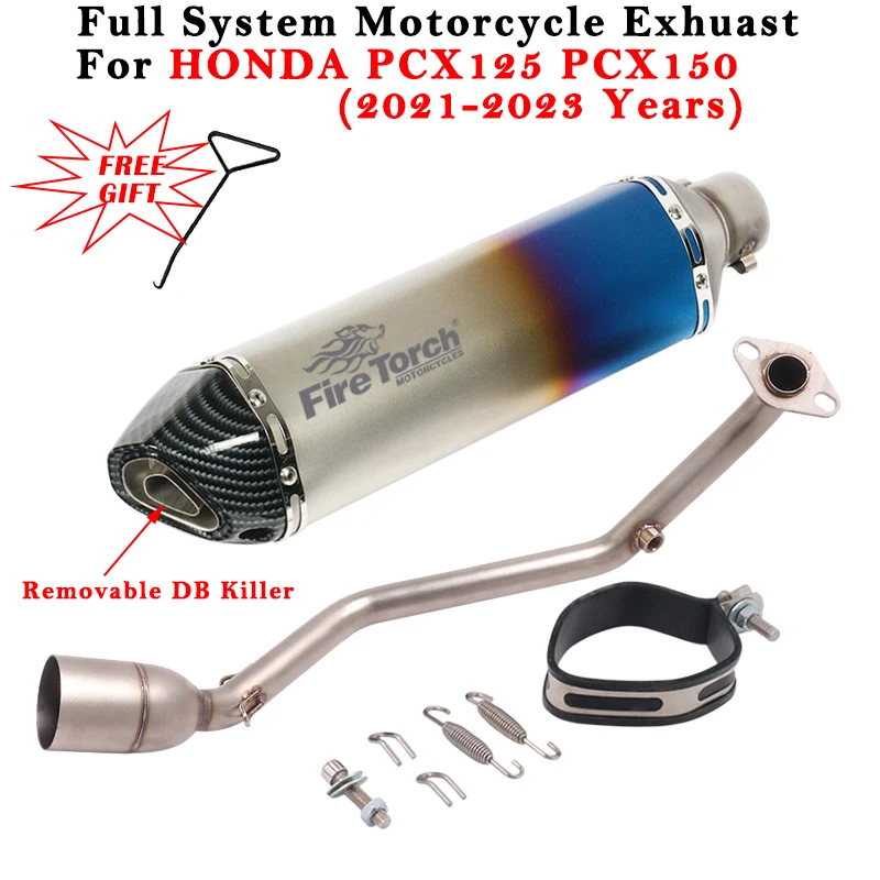 Motorcycle Exhaust Full System Modified Muffler With Front Link Pipe DB Killer For HONDA PCX125 PCX150 PCX 125 150 20212022 2023