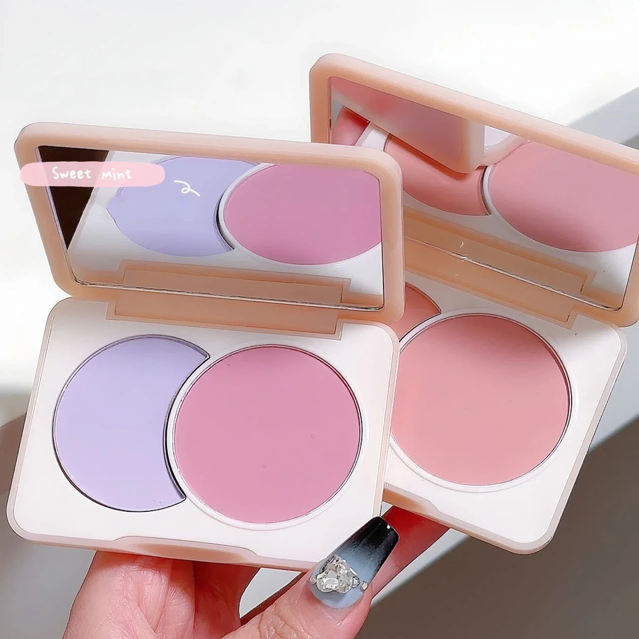 Two-color Blush Palette Matte Natural Cheek Contour Peach Pink Red Nude Makeup Purple Expansion Contraction Blush Mineral Powder