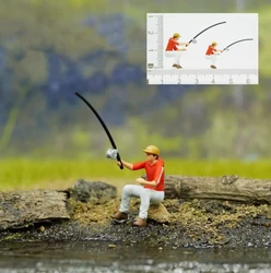 Resin Handmade Painted 1/64 1/87 Outdoor Fishing Miniature Figure Model Moss Microlandscape Sand Table Scene Micro Photography