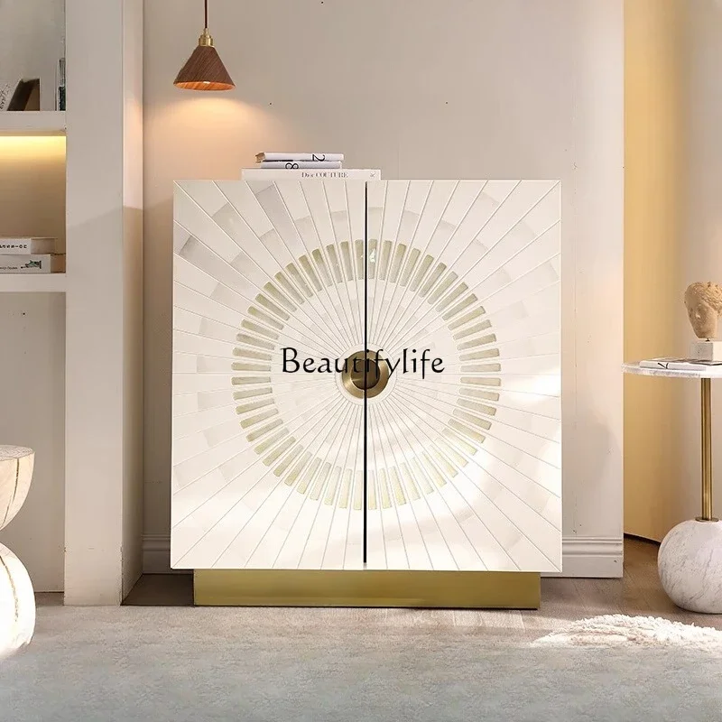 

03.French light luxury solid wood porch cabinet modern high-end carved home partition storage side cabinet